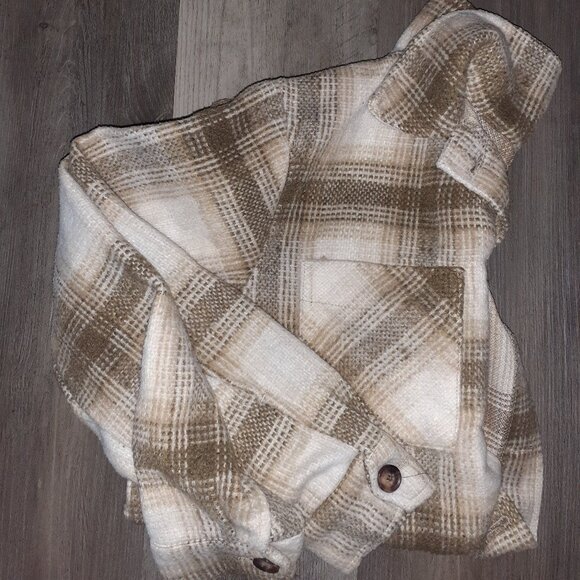 ๐ค PLAID SANDY+ WHITE STRIPPED COLLARED SWEATER SHIRT ( SZ: MED. 8-10 )- $30 - Picture 4 of 4